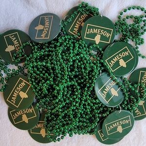 Lot Of 18 Brand New JAMESON Irish Whiskey IL Beaded Necklace Round Pendants